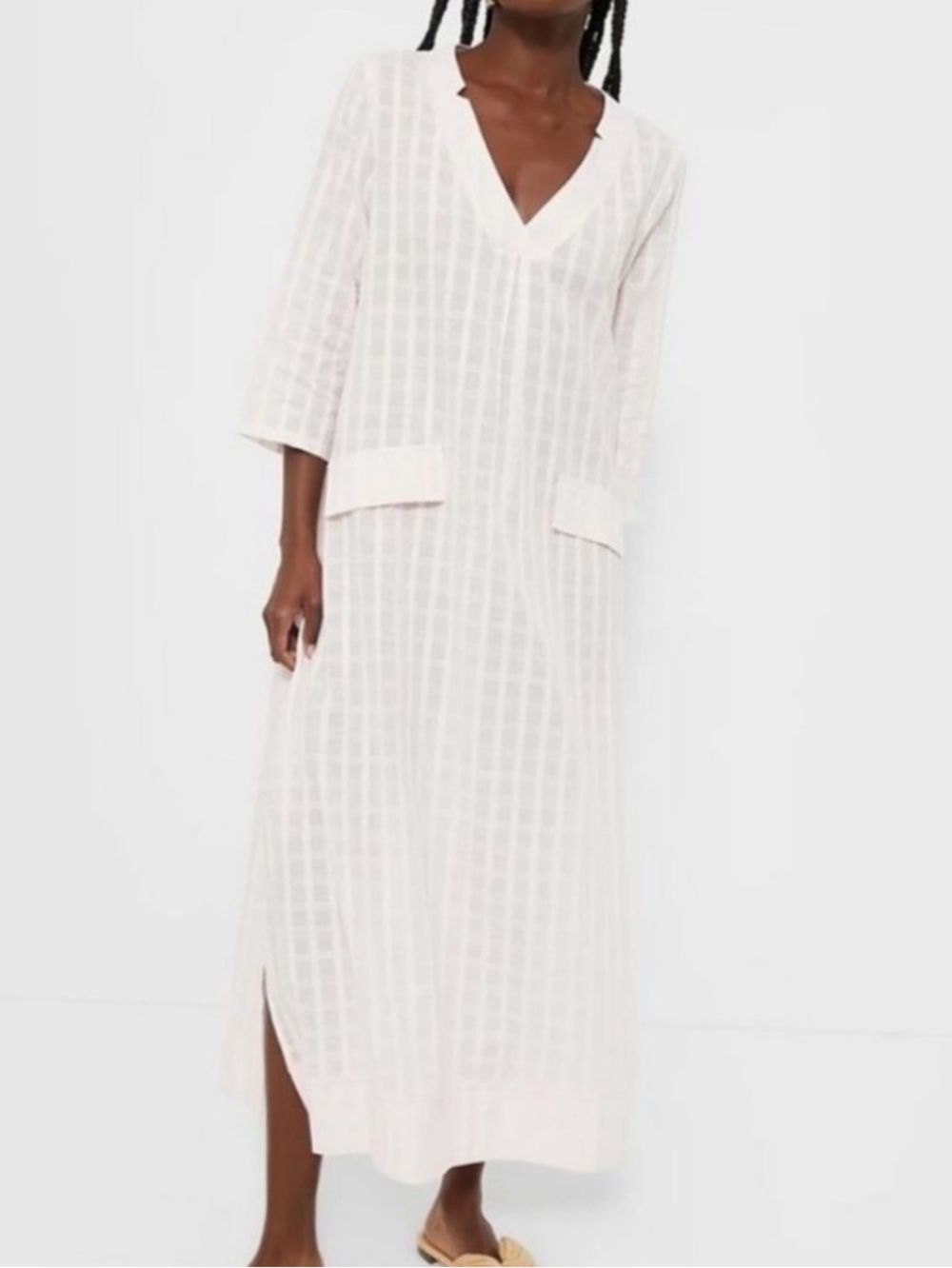 Pomander Place textured cotton V-Neck Caftan Dress